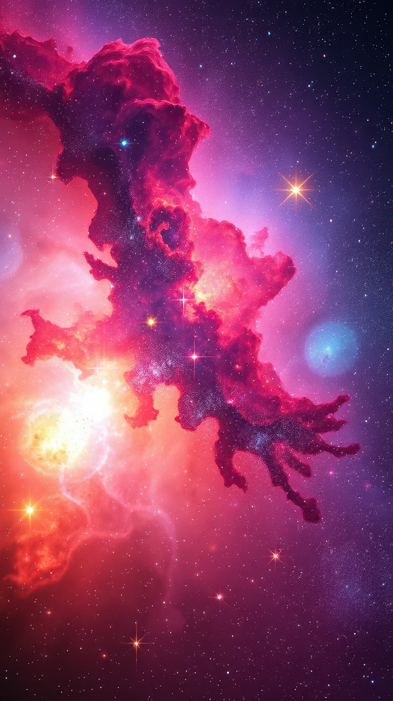 Colorful cosmic nebula showcasing vibrant gases and stars amidst deep space wonder